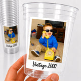 Custom Photo Cups 16oz Personalized Party Cups with Picture and text | Vintage Year Birthday Decorations | Custom Birthday Cups | Ships Fast
