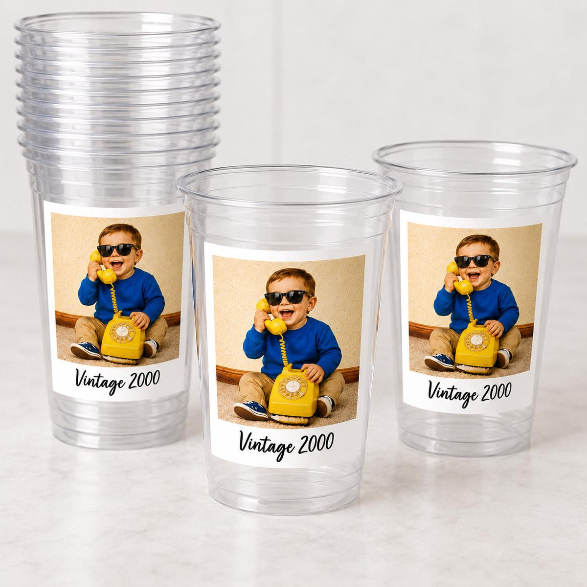 Custom Photo Cups 16oz Personalized Party Cups with Picture and text | Vintage Year Birthday Decorations | Custom Birthday Cups | Ships Fast