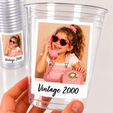 Custom Photo Cups 16oz Personalized Party Cups with Picture and text | Vintage Year Birthday Decorations | Custom Birthday Cups | Ships Fast