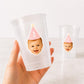 Personalized Baby Face Frosted Cups, 1st Birthday Photo Cups, Custom First Birthday Party Favors, Pink or Blue Party Hat, Any Age Party Cups