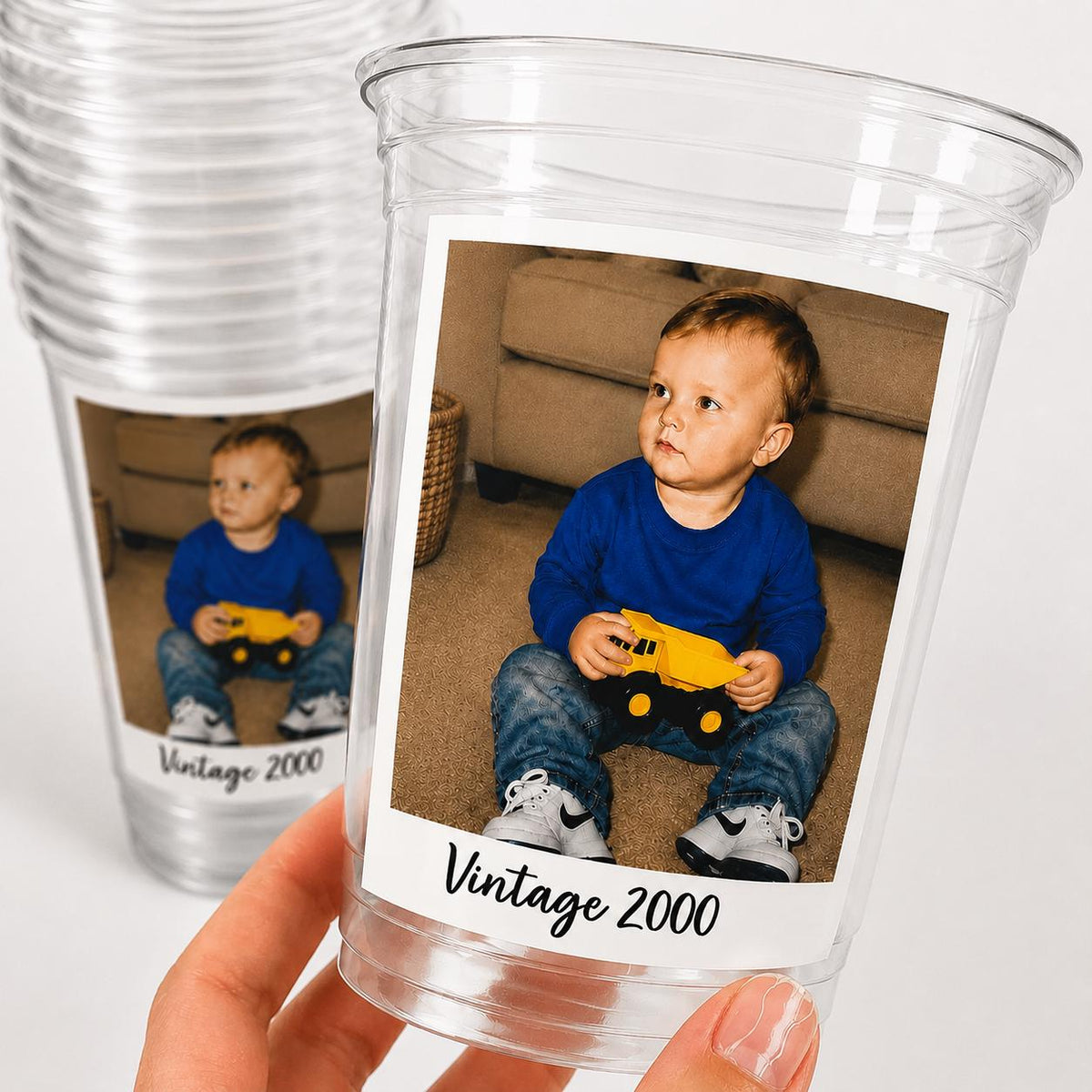 Custom Photo Cups 16oz Personalized Party Cups with Picture Text Vintage Est Year Face Picture Cups Birthday Decorations Supplies Ships Fast