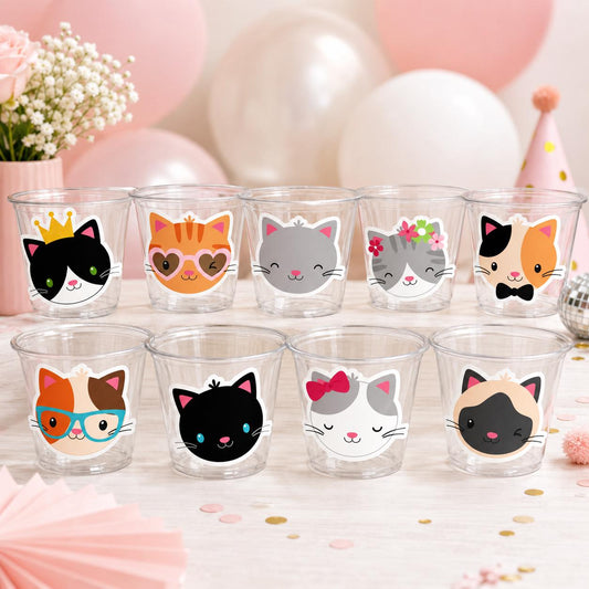 Cat Party Cups, Cat Birthday, Cat Party, Birthday Cat Cups, Cat Party Cups, Cat Decorations, Cat Cups, Kitty Party Cups, Funny Cat Favor Cup