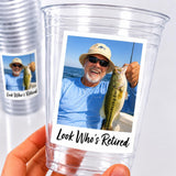 Look Who's Retired Custom Photo Cups, Personalized Retirement Party Cups with Picture, Retirement Party Favors, Happy Retirement, Ships Fast