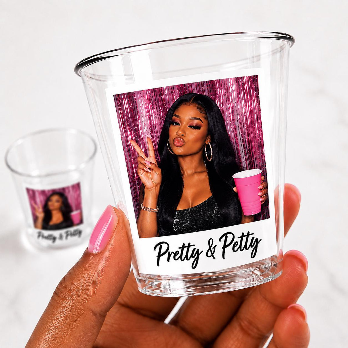 Personalized Party Shot Cups 5oz, Custom Face & Saying Cups for Girls Night, Birthday Baddie, Girls Trip and Bachelorette Party Favors Gifts