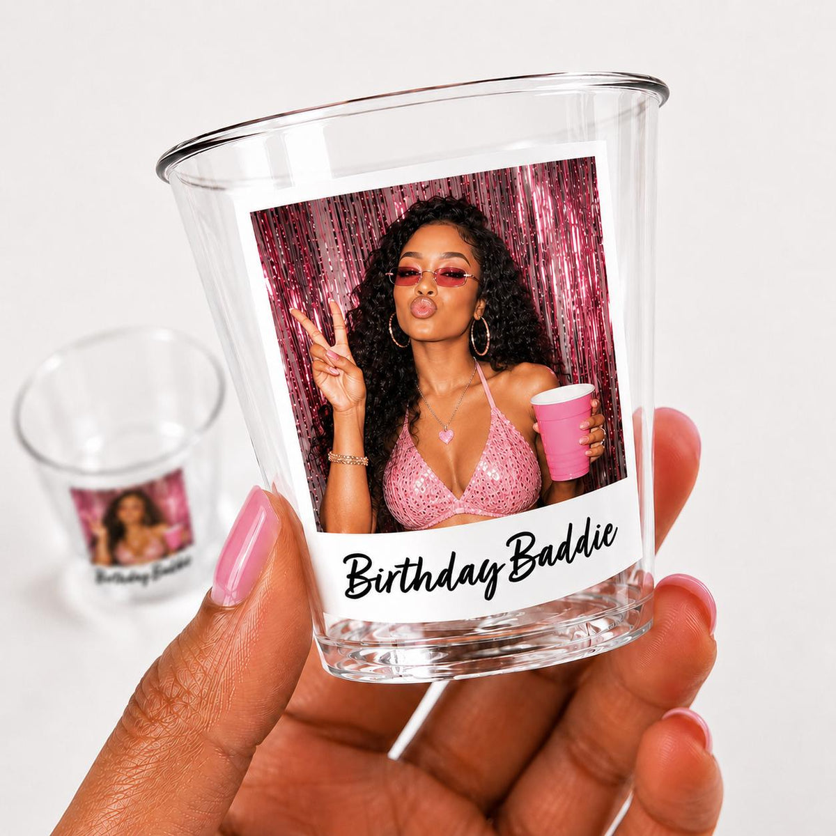 Personalized Party Shot Cups 5oz, Custom Face & Saying Cups for Girls Night, Birthday Baddie, Girls Trip and Bachelorette Party Favors Gifts