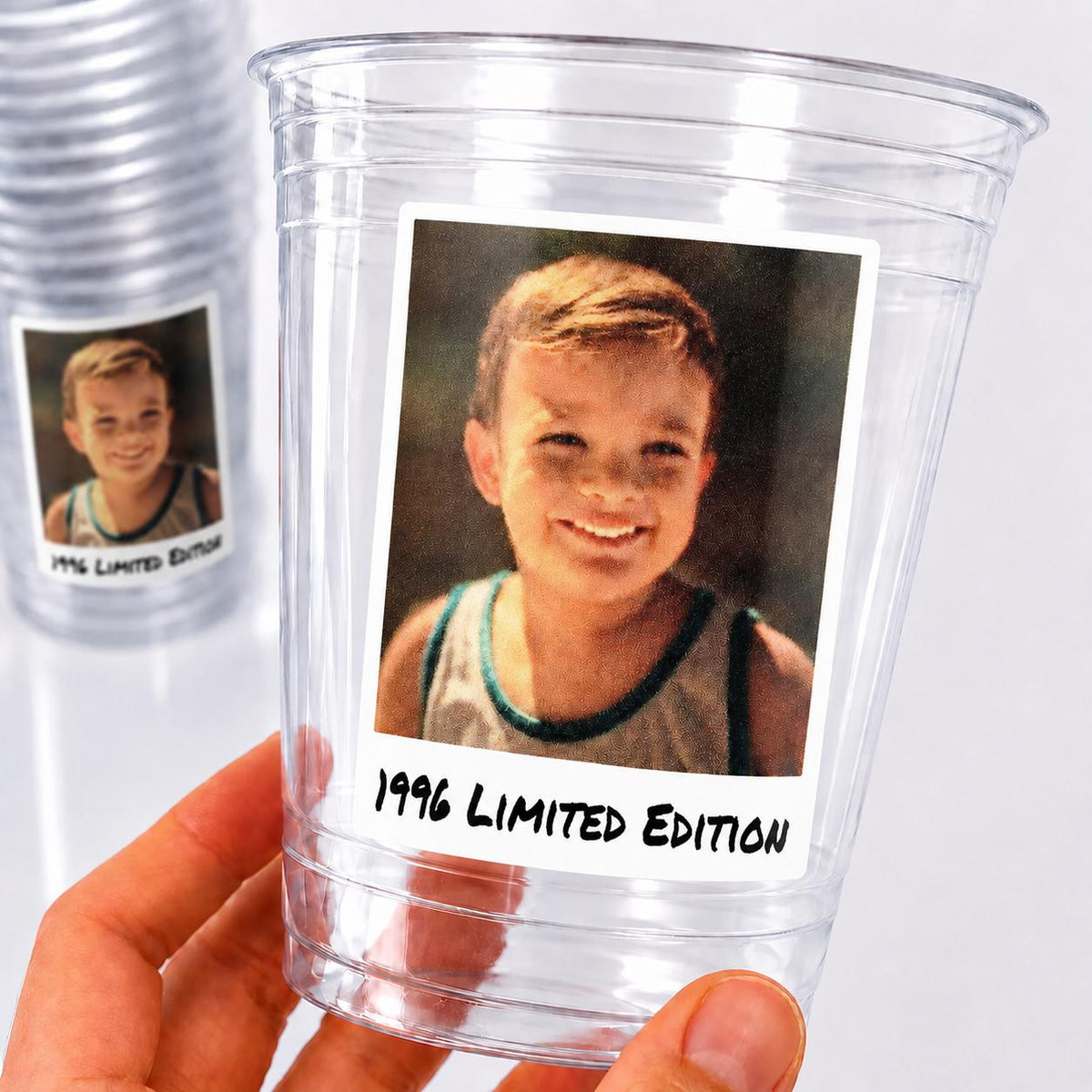 Limited Edition Birthday Cups with Photo and Year – Personalized 16oz Party Cups, Birth Year Picture Cups, Milestone Birthday Decorations