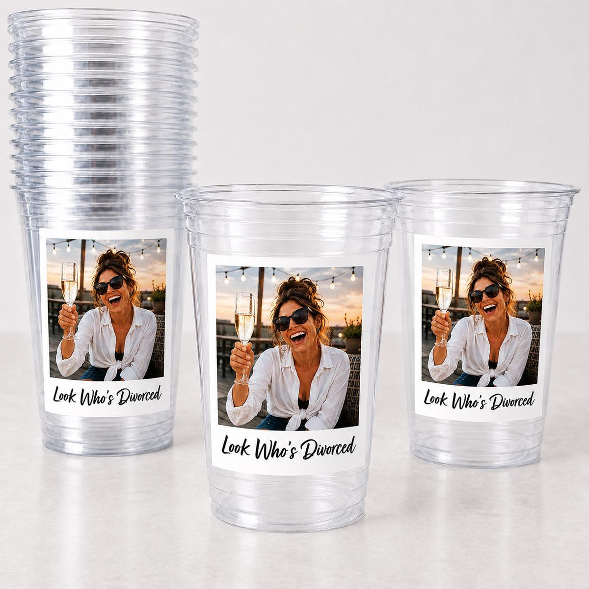 Look Who’s Divorced Custom Photo Cups, Personalized Divorce Party Cups with Picture, Divorce Party Favors, Newly Divorced Gift, Ships Fast