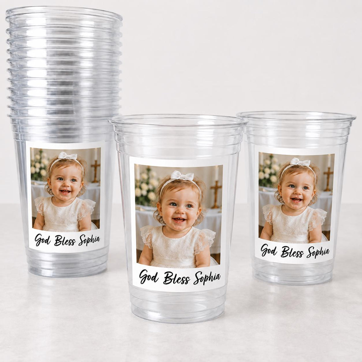 Personalized Baptism Cups with Photo, Baptism Favors for Girls & Boys, Baptism Gift for Girl or Boy, Christening Favors, Baptism Decorations