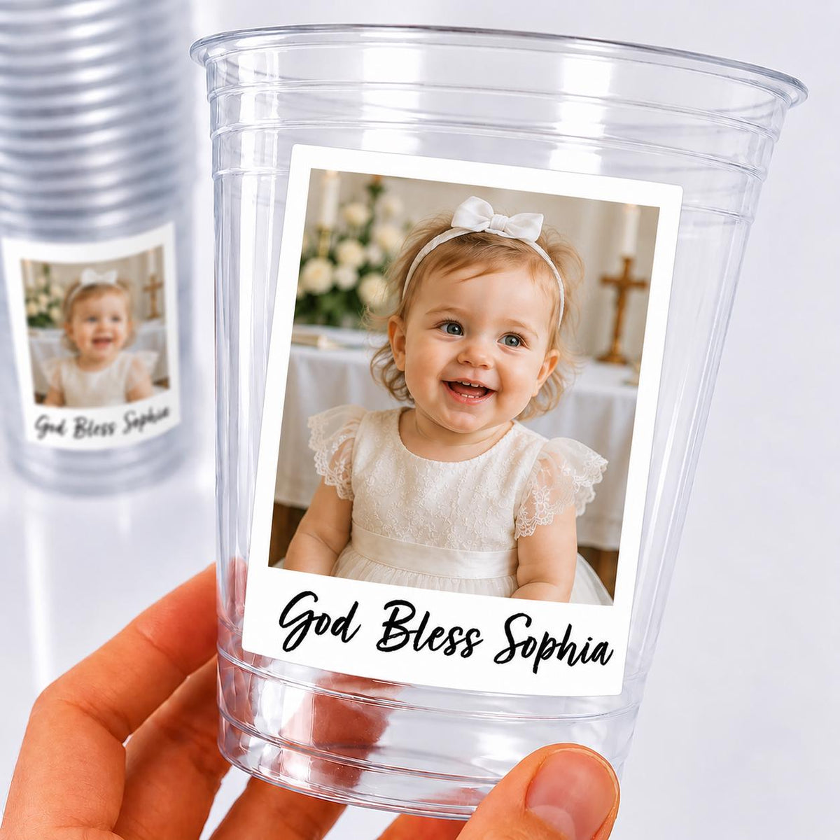 Personalized Baptism Cups with Photo, Baptism Favors for Girls & Boys, Baptism Gift for Girl or Boy, Christening Favors, Baptism Decorations