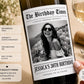 Personalized Birthday Wine Label with Photo, Custom Wine Bottle Label, 30th 40th 50th 60th Birthday Gift, Milestone Birthday Gift, Newspaper