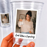 Look Who’s Expecting Cups, Pregnancy Announcement Gift Party Cups, Personalized Photo Cups, Baby Shower Cups, Expecting Mom Party Favors