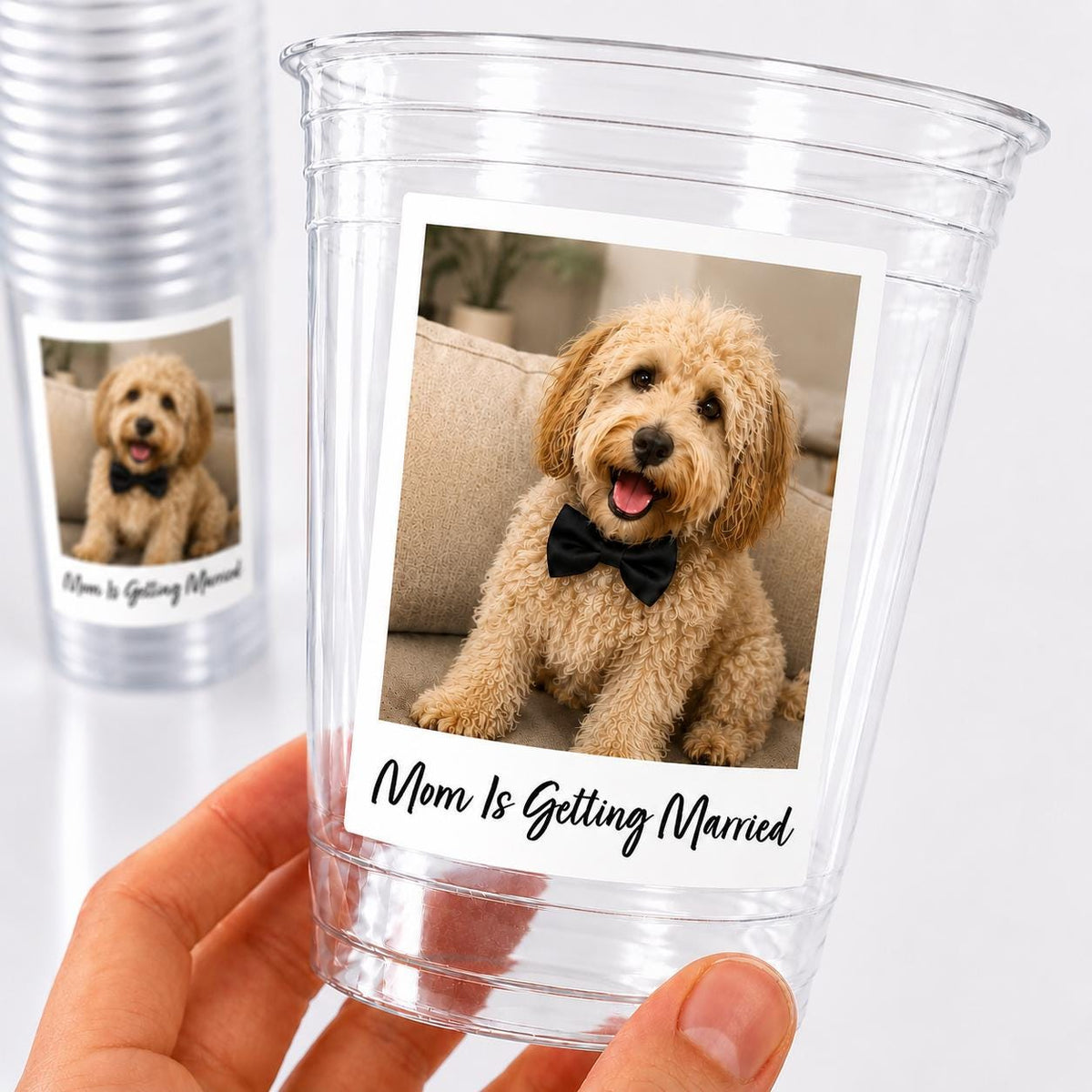 Dog Wedding Favors, Mom Is Getting Married Cups, Personalized Pet Photo Cups, Wedding Favors with Dog, Custom 16oz Party Cups, Dog Photo Cup