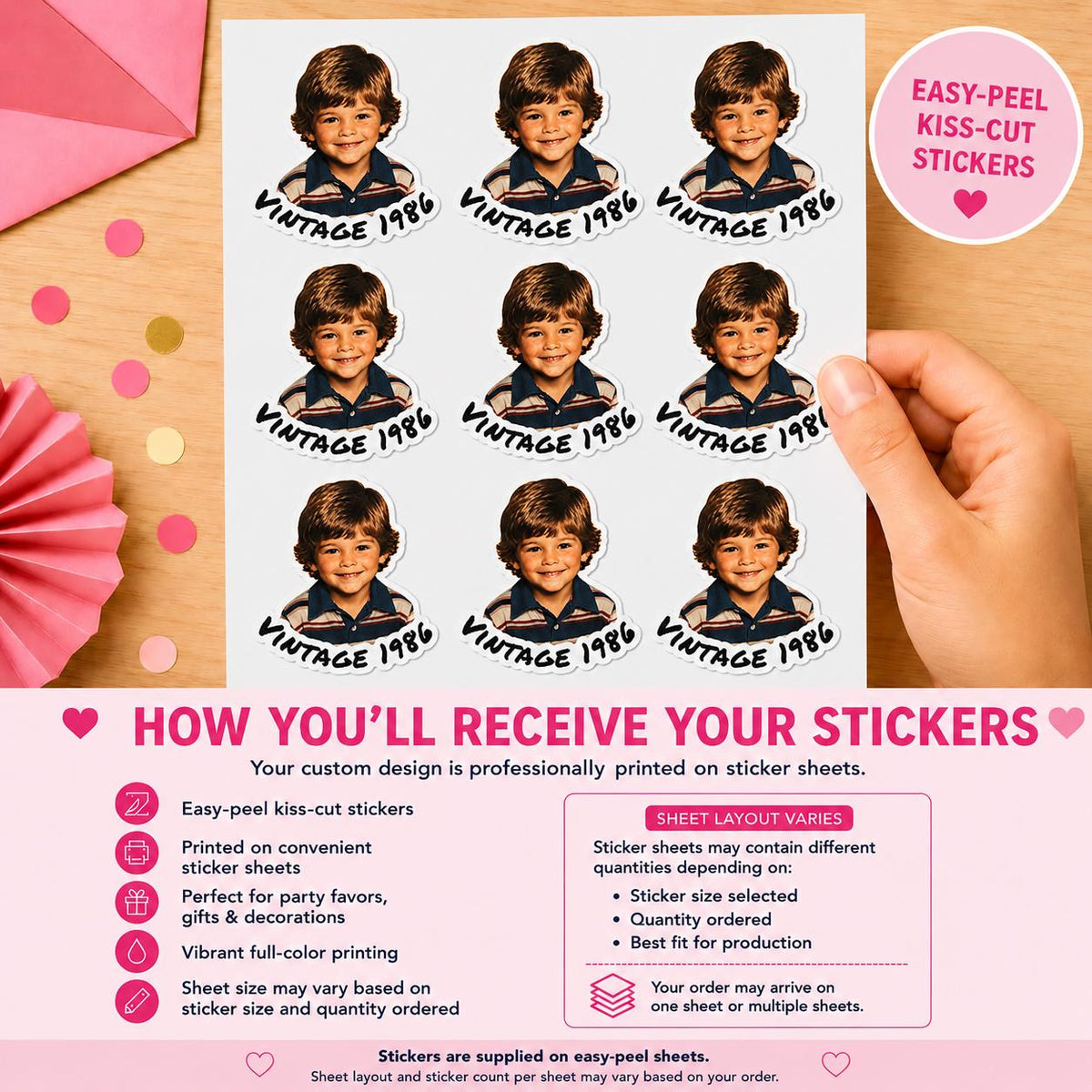 Personalized Face Stickers, Custom Face Stickers, Custom Photo Stickers, Custom Party Favors, Birthday Decorations, Waterproof Sticker, Gift