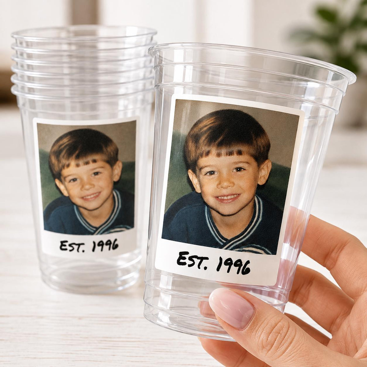 Established Year Birthday Cups, Est Year Party Favors, Born in Any Year Picture Cups, Personalized Birthday Decorations with Photo Ship Fast