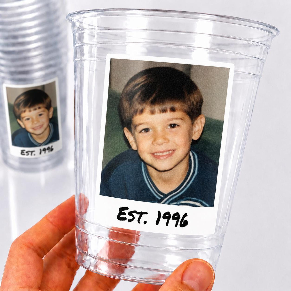 Established Year Birthday Cups, Est Year Party Favors, Born in Any Year Picture Cups, Personalized Birthday Decorations with Photo Ship Fast