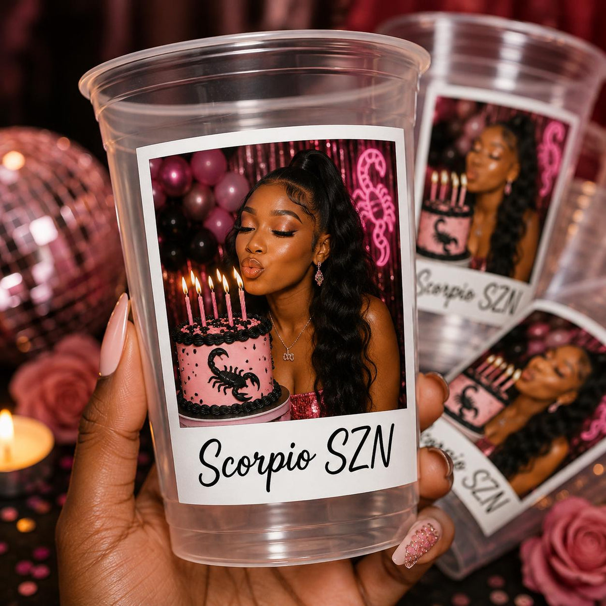 Personalized Zodiac Birthday Cups, Custom Horoscope Party Cups with Photo, Astrology Birthday Party Favors, Zodiac Party Decorations Gift