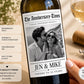 Personalized Anniversary Wine Label with Photo, Custom Wine Bottle Label, Wedding Anniversary Gift, Milestone Anniversary, Newspaper Label
