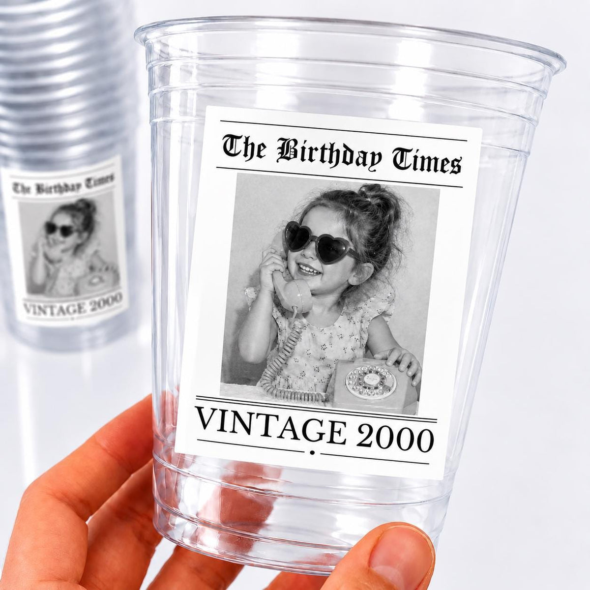 Personalized Newspaper Birthday Cups, Custom Birthday Newspaper Party Cups, Newspaper Photo Party Cups, Funny Milestone Birthday Decorations