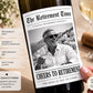 Personalized Retirement Wine Bottle Label, Personalized Retirement Gift, Custom Photo Wine Label, Retirement Party Decor, Newspaper Label