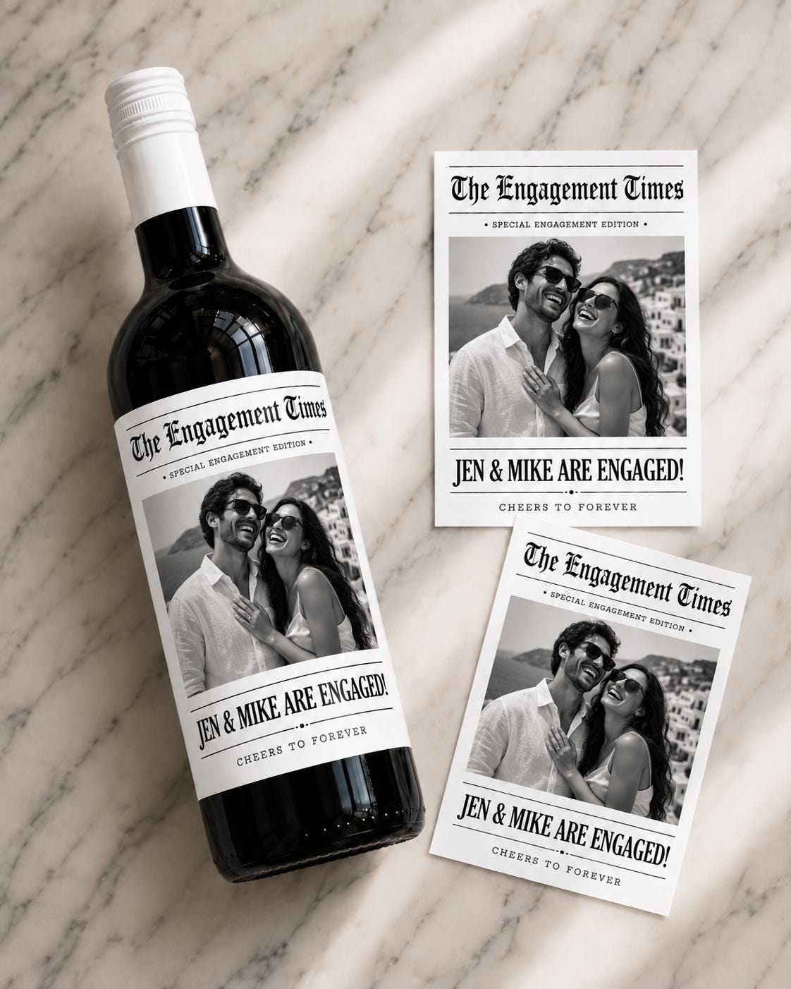 Personalized Engagement Wine Bottle Labels, Custom Photo Engagement Gift, Engagement Party Wine Label, Bride To Be Gift, Couples Photo Label
