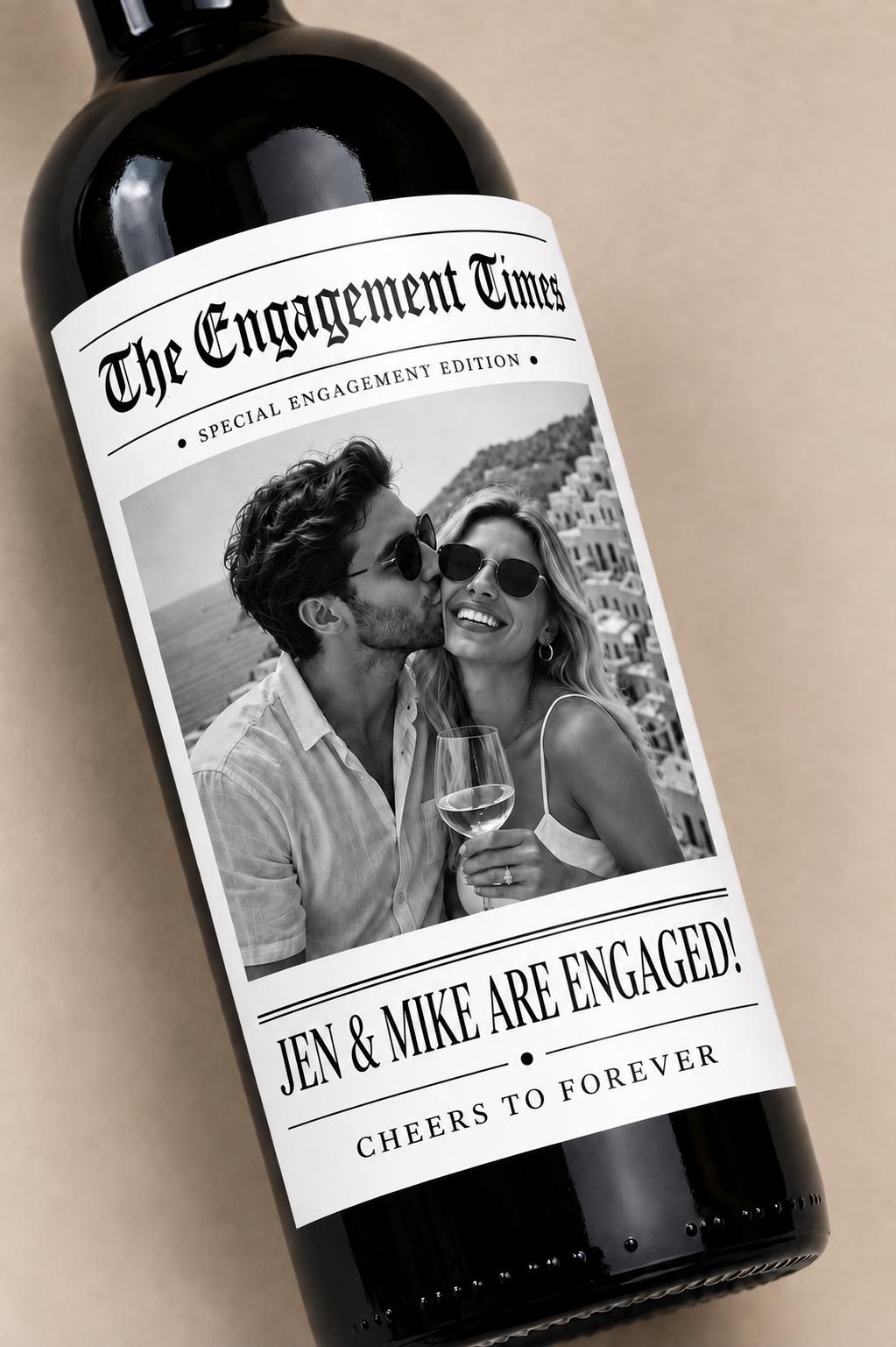 Personalized Engagement Wine Bottle Labels, Custom Photo Engagement Gift, Engagement Party Wine Label, Bride To Be Gift, Couples Photo Label