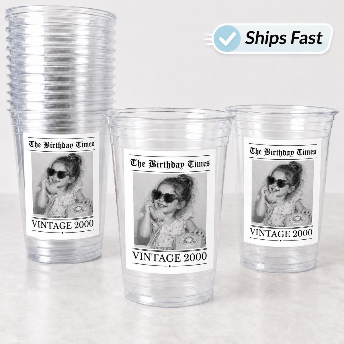 Personalized Newspaper Birthday Cups, Custom Birthday Newspaper Party Cups, Newspaper Photo Party Cups, Funny Milestone Birthday Decorations