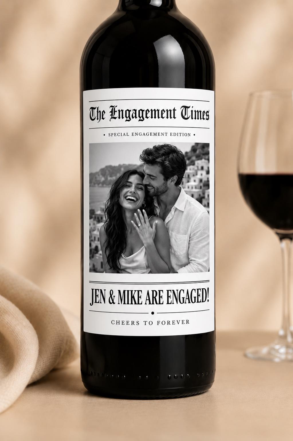 Personalized Engagement Wine Bottle Labels, Custom Photo Engagement Gift, Engagement Party Wine Label, Bride To Be Gift, Couples Photo Label
