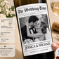 Personalized Wedding Wine Label, Custom Photo Wine Bottle Label, The Wedding Times Newspaper Label, Bride Groom Wedding Gift,Newspaper Label