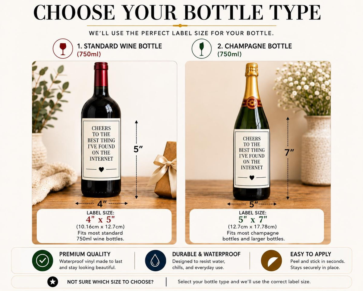 Funny Wine Bottle Label, Cheers to the Best Thing I Found on the Internet, Boyfriend Girlfriend Gift, Anniversary Gift, Wine Label Gift