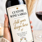 Custom Wine Bottle Labels, Print Your Own Design, Personalized Wine Label Printing, Photo Wine Labels, Party & Event Bottle Labels, Gift