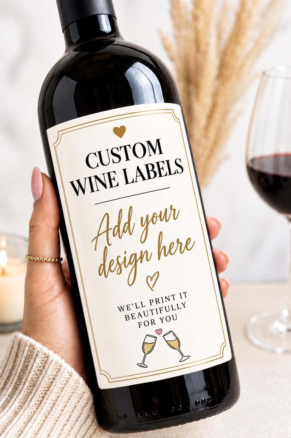 Custom Wine Bottle Labels, Print Your Own Design, Personalized Wine Label Printing, Photo Wine Labels, Party & Event Bottle Labels, Gift