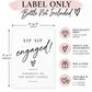 Engagement Wine Bottle Label, Sip Sip Engaged Sticker, Engagement Gift for Couple, Bridal Shower Gift, Wine Bottle Sticker, Engagement Gift