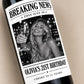 Personalized Breaking News Wine Bottle Label, Custom Photo Announcement Label, Wedding Birthday Anniversary Graduation Gift, Newspaper Label