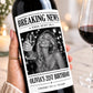 Personalized Breaking News Wine Bottle Label, Custom Photo Announcement Label, Wedding Birthday Anniversary Graduation Gift, Newspaper Label