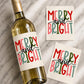Merry and Bright Christmas Wine Bottle Labels, Christmas Gift, Holiday Wine Label, Mini Bottle Label, Christmas Party Favors, Christmas Gift