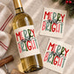 Merry and Bright Christmas Wine Bottle Labels, Christmas Gift, Holiday Wine Label, Mini Bottle Label, Christmas Party Favors, Christmas Gift