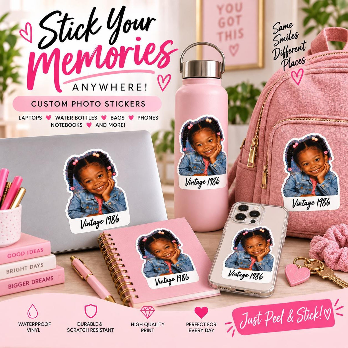 Custom Photo Stickers, Personalized Face Stickers, Waterproof Photo Sticker Sheet, Custom Picture Stickers, Birthday Party Favor Stickers