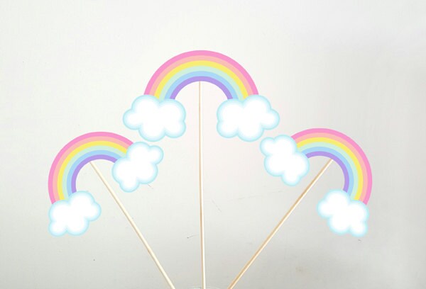 Rainbow Cupcake Toppers, Rainbow Baby Shower, Rainbow Birthday, Cupcake , Pastel Rainbow Cupcake Toppers