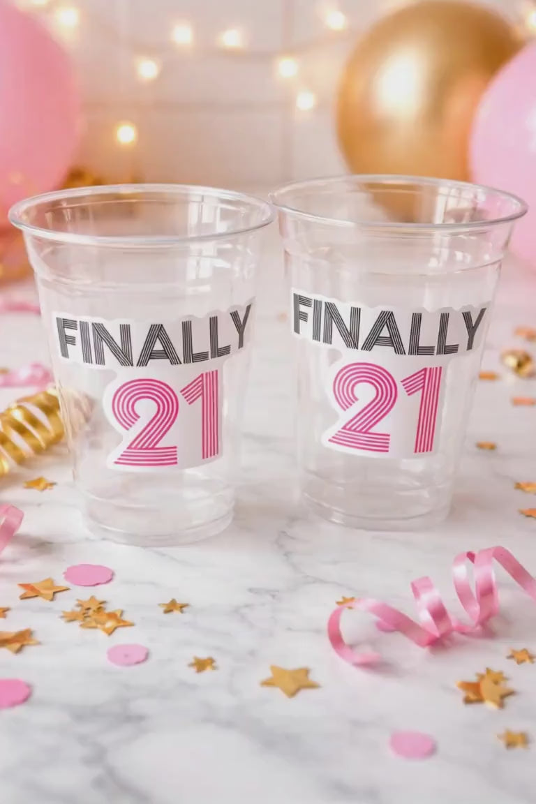 21st PARTY CUPS -21st Birthday Party 21st Party Decorations 21st Party Favors 21st Birthday 21 Birthday Party 21st Party Supplies Finally 21