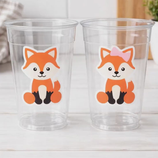 FOX PARTY CUPS - Fox Birthday Party Cups Fox Party Favors Fox Decorations Woodland Birthday Party Cups Woodland Baby Shower Fox Baby Shower