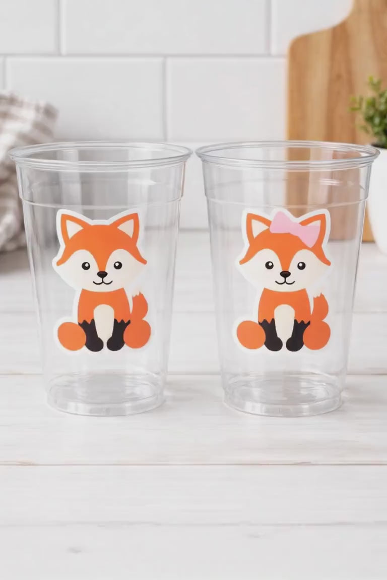 FOX PARTY CUPS - Fox Birthday Party Cups Fox Party Favors Fox Decorations Woodland Birthday Party Cups Woodland Baby Shower Fox Baby Shower