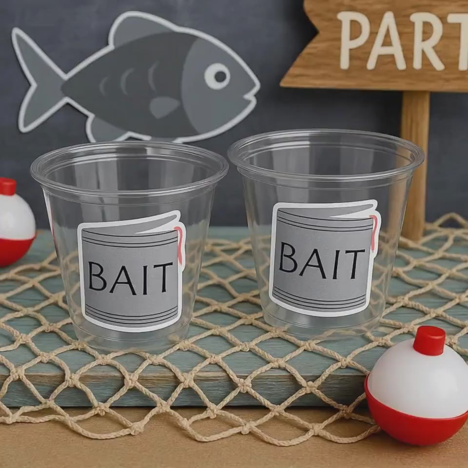 FISHING PARTY CUPS - Gone Fishing Party Fishing Party Favors Fishing Bobber Decorations Fishing Birthday Fishing Party Bait Bobber Fish Cups