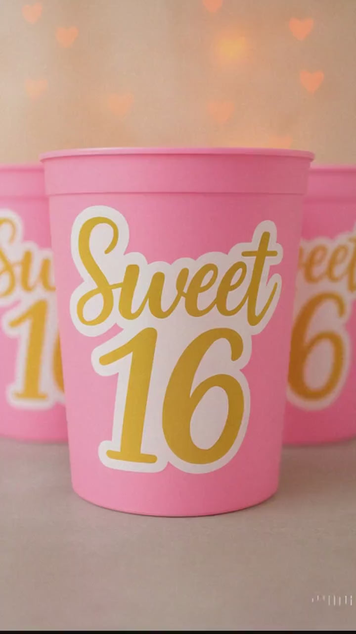 SWEET 16 PARTY Cups - Reuseable Sweet Sixteen Party Cups Sweet 16 Party Cups Sweet 16 Party Favors Sweet 16 Party Favors 16th Birthday Party