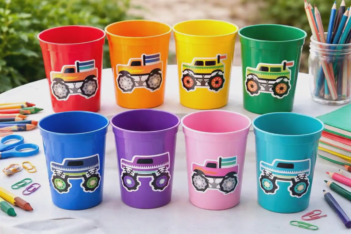 MONSTER TRUCK PARTY Cups - Monster Truck Treat Cups Monster Truck Birthday Monster Truck Party Monster Truck Party Favors, Monster Truck Cup