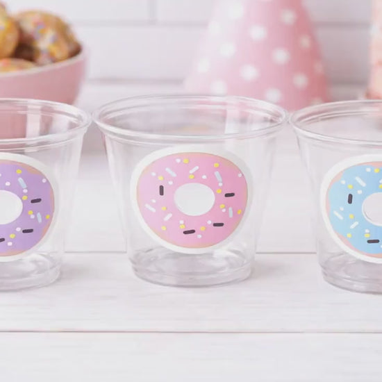 DONUT PARTY CUPS- Donut Birthday Party Donut Grow Up Donut Party Decoration Donut Birthday Decoration Donut First Birthday Donut Baby Shower