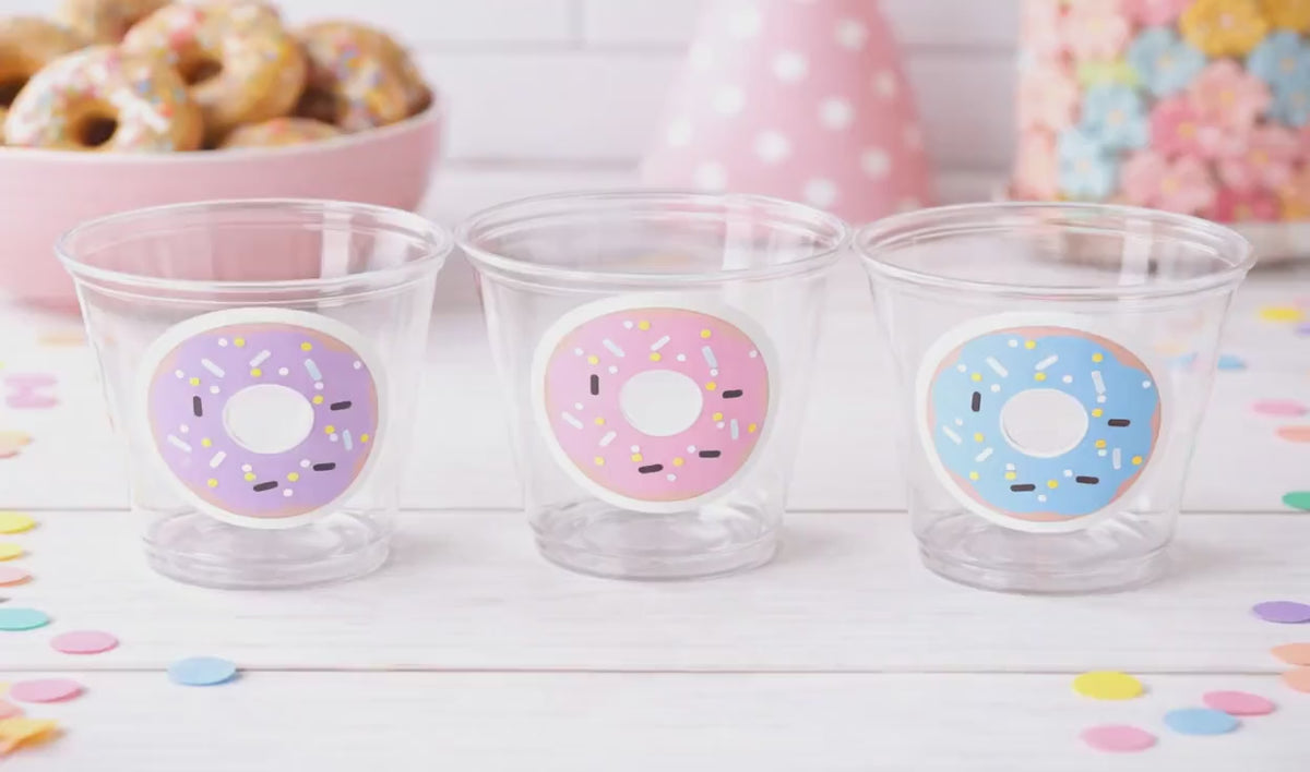 DONUT PARTY CUPS- Donut Birthday Party Donut Grow Up Donut Party Decoration Donut Birthday Decoration Donut First Birthday Donut Baby Shower