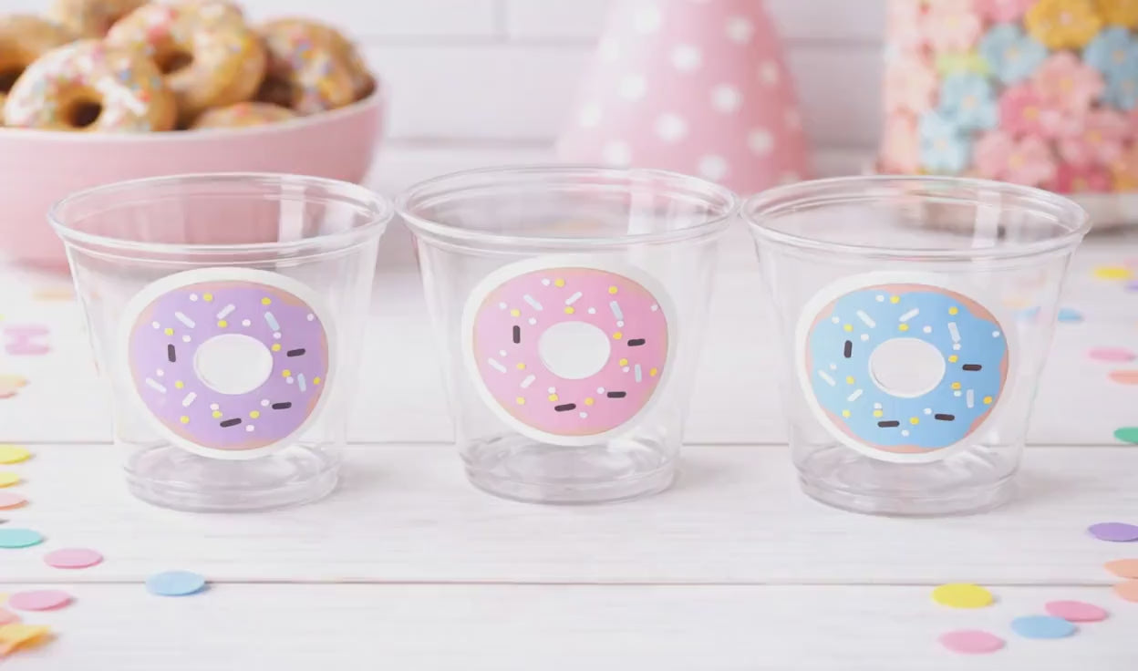DONUT PARTY CUPS- Donut Birthday Party Donut Grow Up Donut Party Decoration Donut Birthday Decoration Donut First Birthday Donut Baby Shower