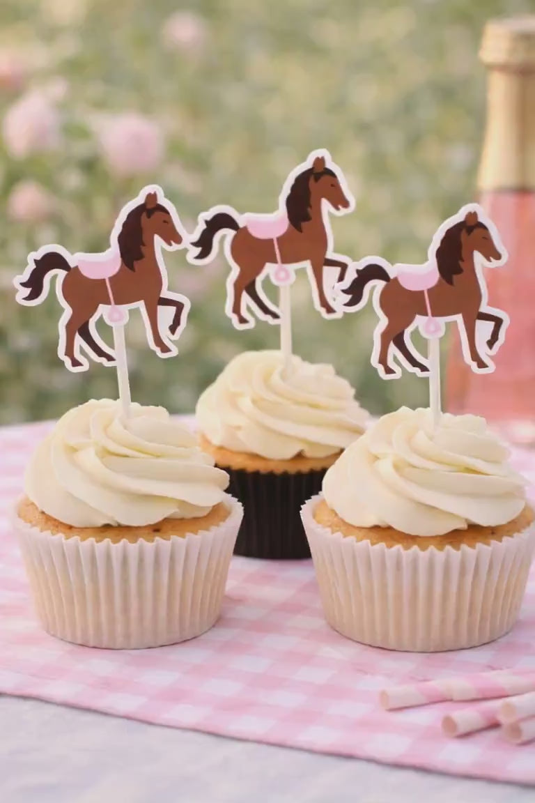 Horse Cupcake Toppers for Birthday Party, Horse Theme Party Decorations, Farm Animal Cake Toppers, Horse Cupcake Picks, Horse Party Supplies