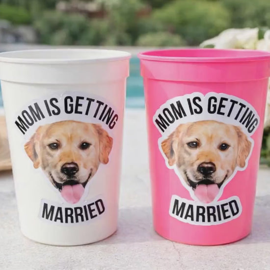 Personalized Dog Face Cups, Mom is Getting Married Cups, Bachelorette Party Favors, Bachelorette Party Games, Dog Face Bachelorette Cups Pet