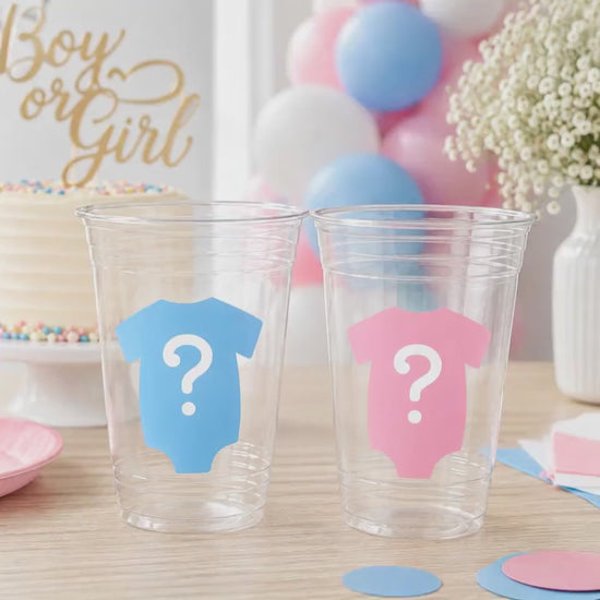 GENDER REVEAL Party Cups - Pink and Blue Party Cups Gender Reveal Party Favors One Piece Gender Reveal Gender Reveal Decorations Baby Shower